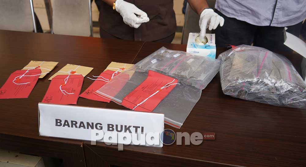 Kabag Wasidik Ditresnarkoba Polda Papua Barat memimpin jalannya pemusnahan barang bukti narkotika hasil pengungkapan kasus tindak pidana