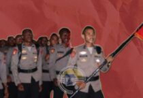 Long March sebagai rangkaian penutup dari program Pembinaan dan Latihan (Binlat) bagi para Bintara Remaja Angkatan 52 Polda Papua Tengah