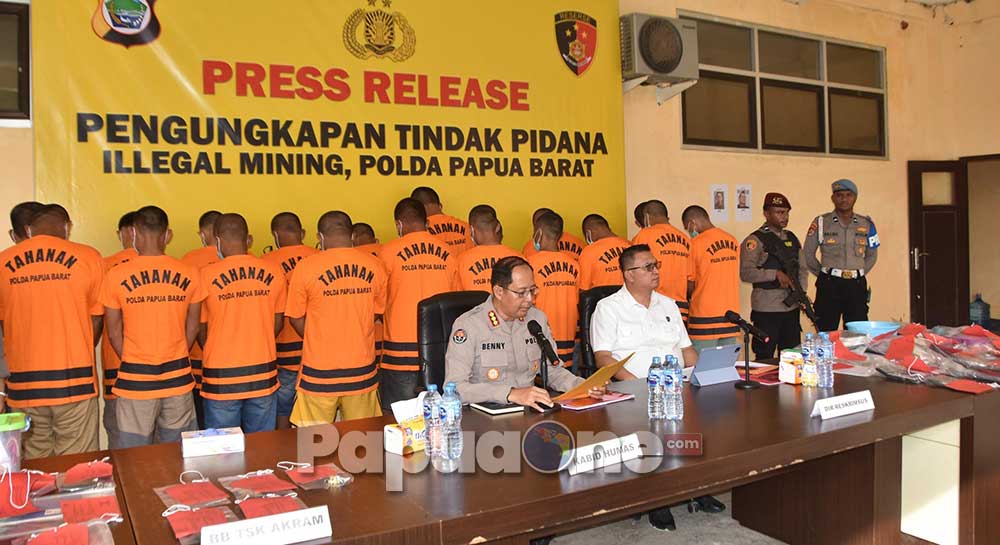 Kasus tambang emas ilegal tanpa izin atau illegal mining di wilayah Distrik Masni, Kabupaten Manokwari diungkap Ditreskrimsus Polda Papua Barat